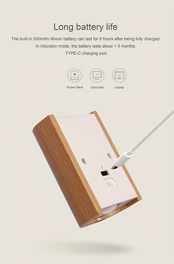 טעינת USB-C למנורת קיר עם חיישן תנועה