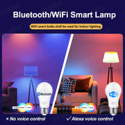 נורה חכמה E27 צבעונית 15W לאפליקציה - Wi‑Fi 220-240V