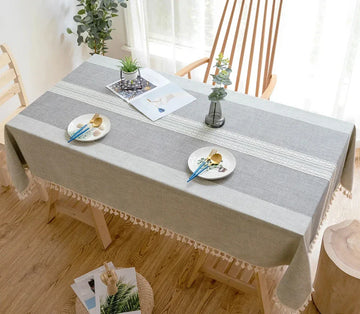 מפת שולחן דמוי פשתן בצבע אפור מעושן במידה 140×240 ס"מ