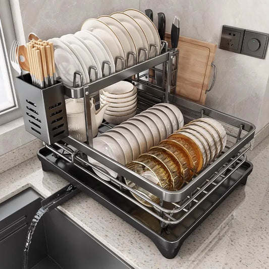 מתקן ייבוש כלים דו קומתי לבן בגרסה בסיסית