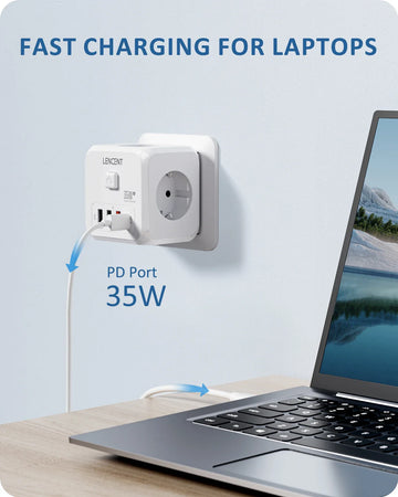 מפצל קיר עם USB ו-USB-C