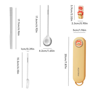 מידות ערכת סכו״ם ניידת בצבע צהוב
