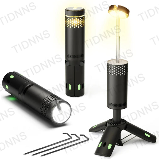 פנס טלסקופי נטען 10000mAh לקמפינג ולחירום - בצבע אפור