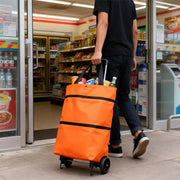 תיק קניות מתקפל על גלגלים בצבע כתום