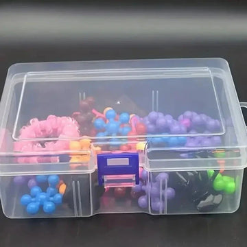 קופסת אחסון שקופה עם סוגר כתום