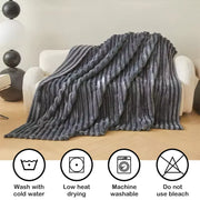 שמיכת פסים פלפי עבה - ורוד - 180×200 ס"מ