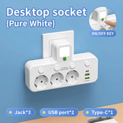 מפצל קיר עם טעינת USB - מבט צדי