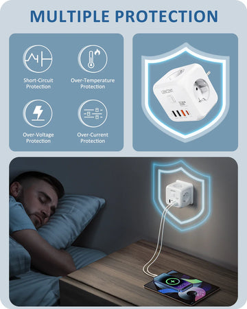 מפצל קיר עם USB ו-USB-C