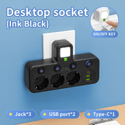 מפצל קיר עם טעינת USB - הדגמת כבל