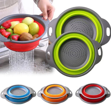 מסננת מתקפלת עגולה אדומה במידה 24×19.4 ס"מ