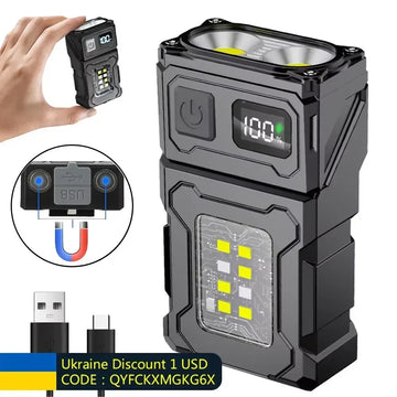 פנס מיני נטען USB מדגם KXK1086 - סוללה 1200mAh