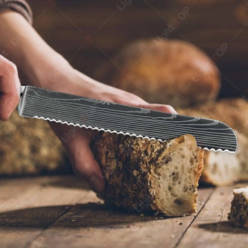 סכין לחם משוננת 8 אינץ׳ עם ידית עץ