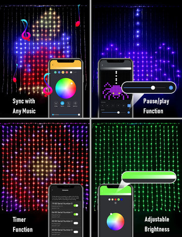 וילון אורות לד חכם RGB