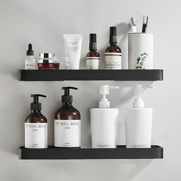 מדף זכוכית לאמבטיה בצבע שחור באורך 40 ס״מ