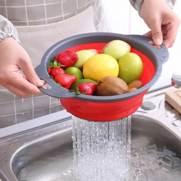 מסננת מתקפלת עגולה כחולה במידה 24×19.4 ס"מ