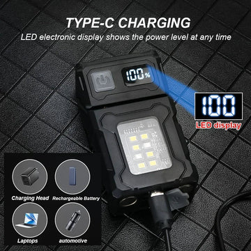 פנס מיני נטען USB מדגם YSD01 - סוללה 800mAh