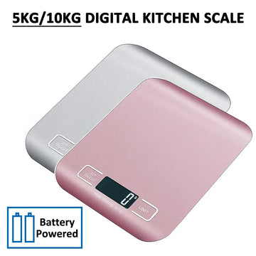 משקל מטבח דיגיטלי כסוף עד 5 ק״ג בטעינת USB