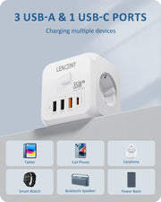 מפצל קיר עם USB ו-USB-C