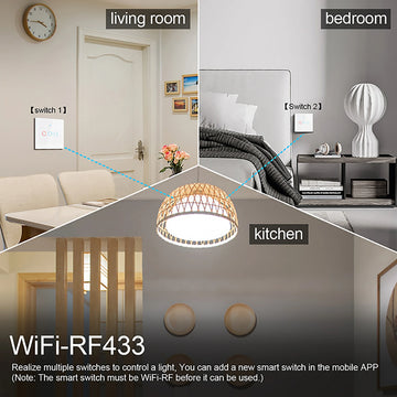 מתג תאורה חכם WiFi ללא חוט אפס - 1, 2 או 3 לחצנים - תקריב נוסף