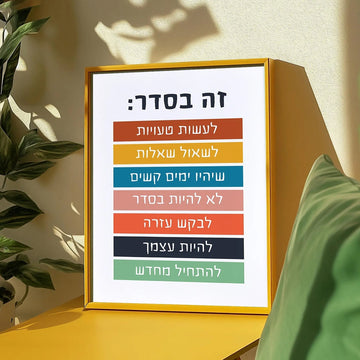 פוסטר בעברית זה בסדר במסגרת זהב להמחשה